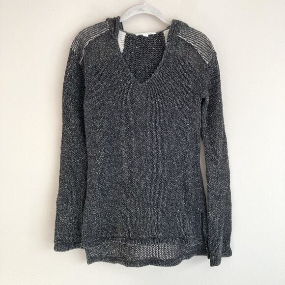 Burning Torch Anthropologie Gray Open Knit Hooded Sweater Size XS Boho Hippie - Picture 1 of 11